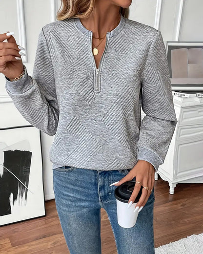 Half-Zip Casual Long Sleeve Sweatshirt